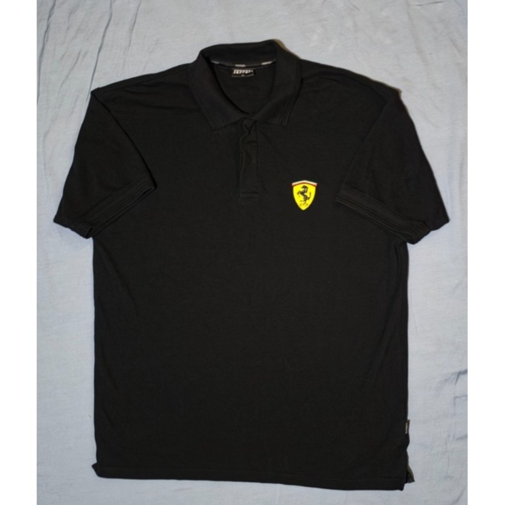 Ferrari Racing Mens XL Short Sleeve Black Large‎ Polo Active Aero Sports Car